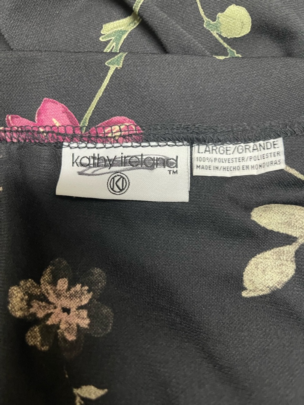 kathy ireland Black Skater Skirt with Pink and Cream Floral Motif - Picture 7 of 7